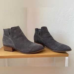 Last Chance!! Crown Vintage Perforated Almond Toe Gray Rumble Booties